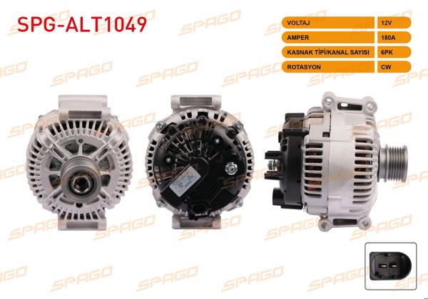 SPAGO SPG-ALT1049 | Alternatör 12V 180A 6Pk (Alt8800) Sprinter (906) 06-16 / Vito (W639) 03-14 / Viano (W639) 03-10