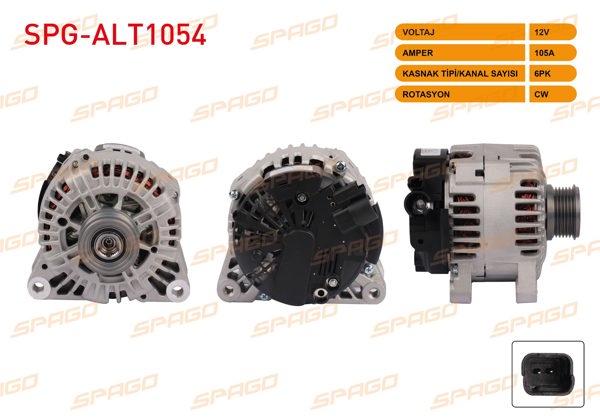 SPAGO SPG-ALT1054 | Alternatör 12V 150A 6Pk (Alt8732) Berlingo Jumpy C3 C4 C5 / Partner 308 508 2008 3008 (1.6 2.0 HDI Araclar İçin)