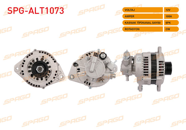 SPAGO SPG-ALT1073 | Alternatör 12V 100A 6Pk (Alt110) Astra G 00-08-Corsa 00-09-Combo 01-05 (1.7 CDTI Araclar İçin)