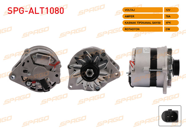 SPAGO SPG-ALT1080 | Alternatör 12V 70A 1Pk (Alt970) Favorit 1.3 92-97-Felicia 1.3 94-01
