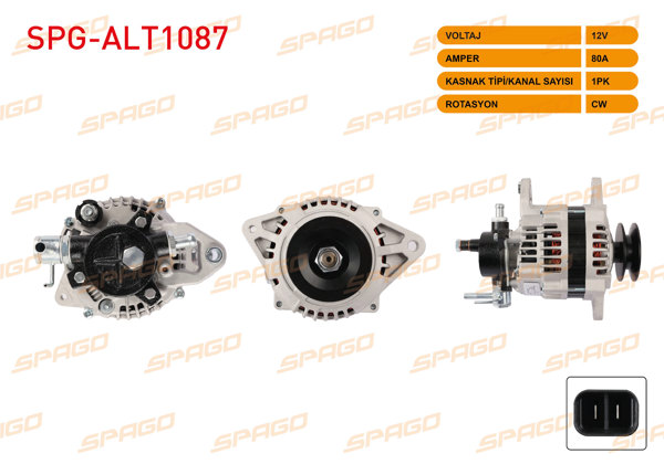 SPAGO SPG-ALT1087 | Alternatör 12V 80A 1Pk (Alt113) Isuzu D-Max 2.5 TD 3.0 TD 02-/ Pick Up 2.5 TD 02-(Vakum Pompalı)