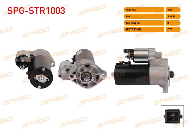 SPAGO SPG-STR1003 | Marş Motoru 12V 2.0Kw 9 Dıs Cw (Str6600) M12x2 VW Lt35 2.5 TDI 96-06