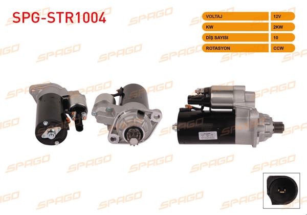 SPAGO SPG-STR1004 | Marş Motoru (B Tipi) 12V 2Kw 10 Dıs Ccw VW Transporter T5 2.5 TDI 03-11