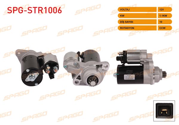 SPAGO SPG-STR1006 | Marş Motoru (B Tipi) 12V 1.1Kw 10 Dıs Ccw Passat B3 B4-Golf III IV-Bora I / A3 96-03 (Benzinli Araclar İçin)