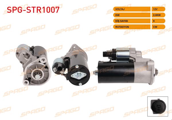 SPAGO SPG-STR1007 | Marş Motoru 12V 2.0Kw 9 Dıs Cw (Str6610) VW Crafter 30 55 2.5 TDI 06-13