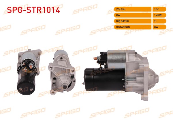 SPAGO SPG-STR1014 | Marş Motoru 12V 1.4Kw 11 Dıs Cw (Str3050) Renault Megane I 96-03-Kangoo 97-03-Clio II 98-05-Traffic 95-01