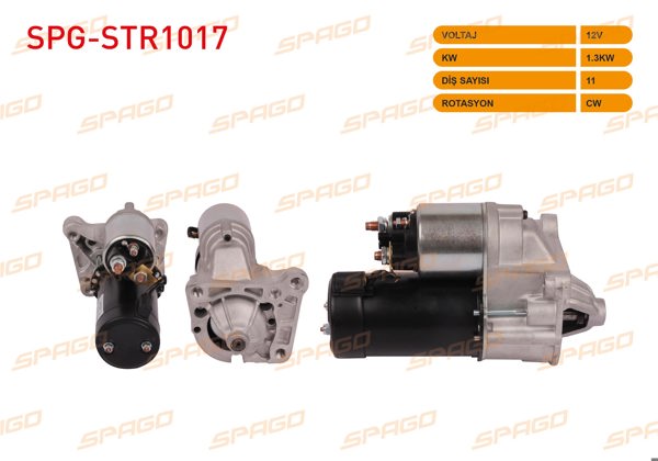 SPAGO SPG-STR1017 | Marş Motoru 12V 1.3Kw 11 Dıs Cw Kangoo-Megane I-Laguna II-Scenic I (1.9 Dizel Araclar İçin)