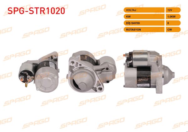 SPAGO SPG-STR1020 | Marş Motoru 12V 1.0Kw 8 Dıs Cw (Str3270) Micra 92-10 / Note 06-13 (1.2 1.4 Benzinli Araclar İçin)