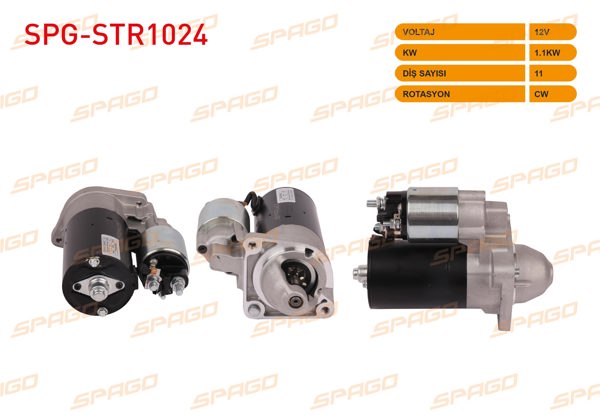 SPAGO SPG-STR1024 | Marş Motoru 12V 1.1Kw 9 Dıs Cw (Str5166) Doblo Albea Palio Bravo Stilo Marea (1.6 Benzinli Araclar İçin)