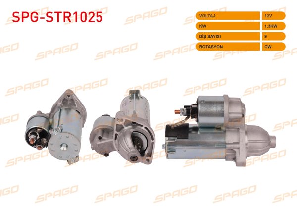SPAGO SPG-STR1025 | Marş Motoru 12V 1.3Kw 9 Dıs Cw (Str3300) Astra H J-Corsa C D-Combo / Doblo-Linea (1.3 Dizel Araclar İçin)