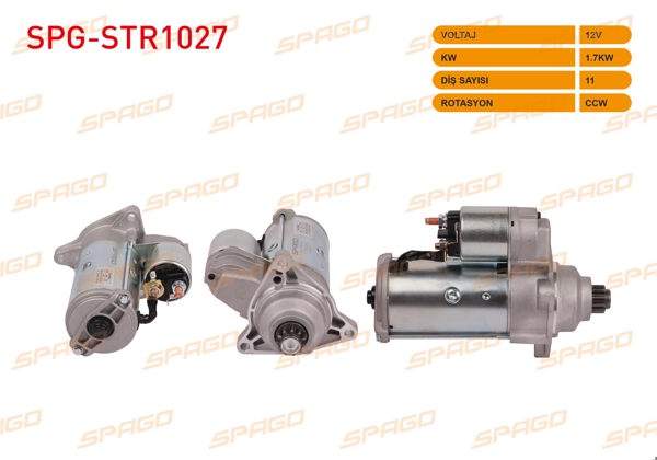 SPAGO SPG-STR1027 | Marş Motoru (V Tipi) 12V 1.7Kw 11 Dıs Ccw (Str3100) VW Transporter T4 2.5 TDI 90-03