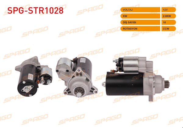 SPAGO SPG-STR1028 | Marş Motoru (B Tipi) 12V 2.0Kw 10 Dıs Ccw (Str5031) VW Transporter T4 2.5 TDI 90-03