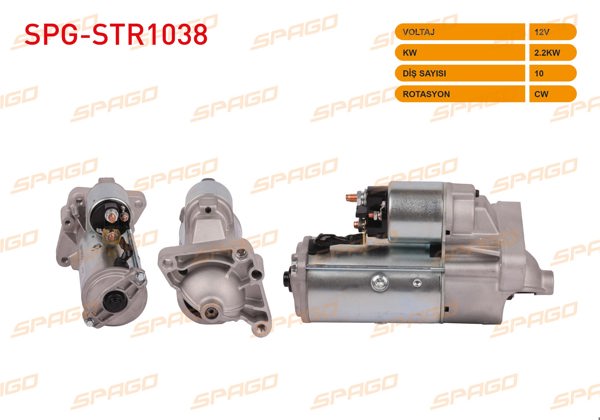 SPAGO SPG-STR1038 | Marş Motoru 12V 2.2Kw 10 Dıs Cw (Str3087) Master 98-10-Laguna 01-07 / Movano 00-10 (2.2 2.5 DCI Araclar İçin)