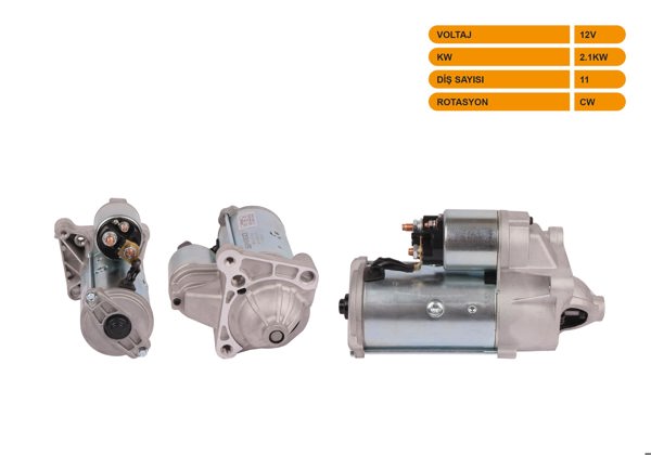 SPAGO SPG-STR1042 | Marş Motoru 12V 2.1Kw 11 Dıs Cw (Str3075) Megane II-Laguna I II-Scenic I II-Traffic II (1.9 DCI Araclar İçin)