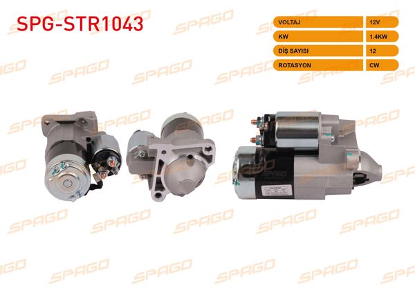 SPAGO SPG-STR1043 | Marş Motoru 12V 1.4Kw 12 Dıs Cw (Str6075) Clio II III-Megane II-Kangoo-Sandero-Logan (1.5 DCI Araclar İçin)