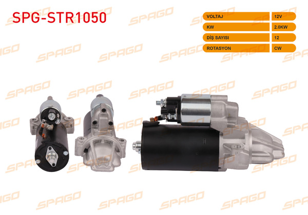 SPAGO SPG-STR1050 | Marş Motoru 12V 2.0Kw 12 Dıs Cw (Str6840) Transit 06-14 / Ducato 06-12 / Boxer 06-16 / Jumper 06-16 (2.2 HDI Araclar İçin)
