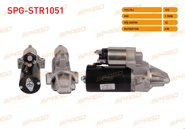 SPAGO SPG-STR1051 | Marş Motoru 12V 1.7Kw 12 Dıs Cw (Str6842) Transit 11-14 / Boxer 11-20 / Jumper 11-20 (2.2 HDI Araclar İçin)