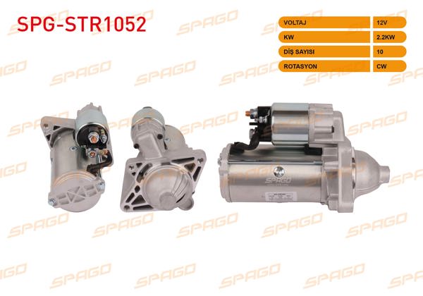 SPAGO SPG-STR1052 | Marş Motoru 12V 2.2Kw 10 Dıs Cw (Str3074) Master III-Traffic II / Qashqai-X-Traıl (2.0 2.3 DCI Araclar İçin)