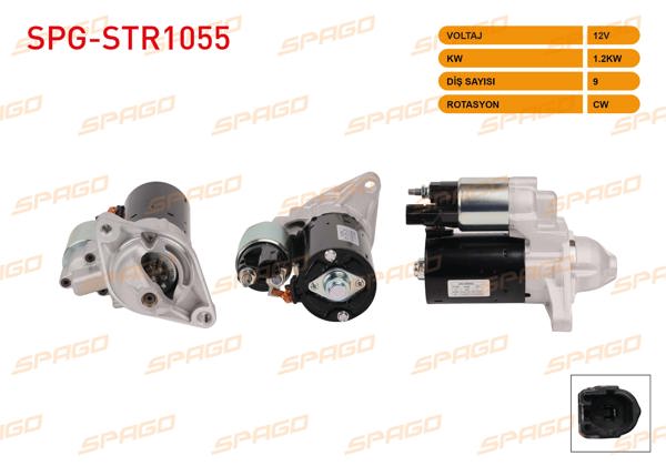 SPAGO SPG-STR1055 | Marş Motoru 12V 1.2Kw 9 Dıs Cw (Str4725) Corolla 06-18-Auris 07-18-Avensis 08-18 (Benzinli Araclar İçin)