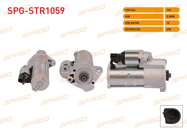 SPAGO SPG-STR1059 | Marş Motoru 12V 2.2Kw 12 Dıs Cw (Str3392) Amarok 2.0 TDI 10-16-Crafter 2.0 TDI 11-16 / Sprinter 06-16