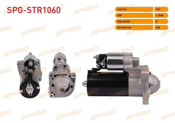SPAGO SPG-STR1060 | Marş Motoru 12V 1.7Kw 9 Dıs Cw (Str5176) Fiat Ducato 2.3 Mjt 06-/ Karsan J10 Jest