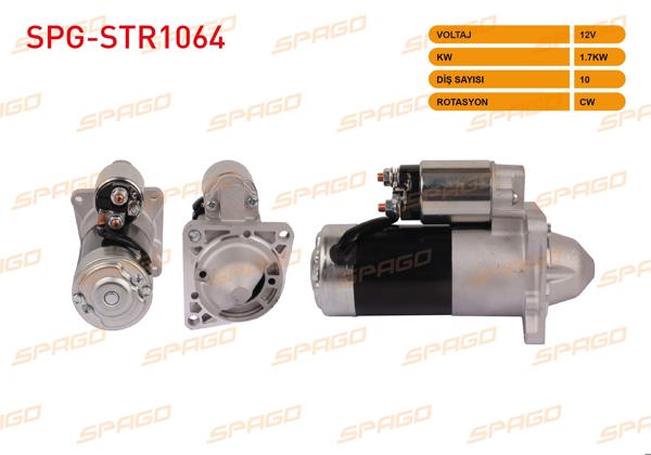 SPAGO SPG-STR1064 | Marş Motoru 12V 1.7Kw 10 Dıs Cw (Str6090) Astra H 04-10-Vectra 04-08-Insignia 08-17 (1.9 2.0 CDTI Araclar İçin)