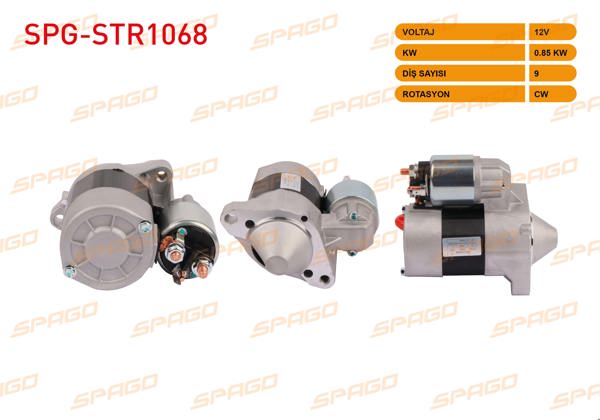SPAGO SPG-STR1068 | Marş Motoru 12V 0.9Kw 9 Dıs Cw (Str3220) Clio I II III IV-Symbol II III / Logan-Sandero (1.2 Benzinli Araclar İçin)