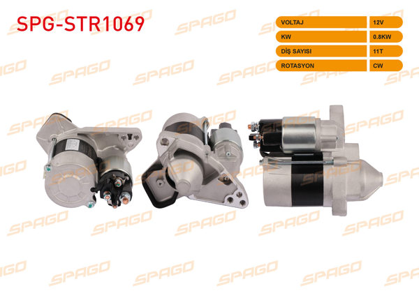 SPAGO SPG-STR1069 | Marş Motoru 12V 0.85Kw 11 Dıs Cw Clio IV-Megane IV / Sandero Dokker Lodgy (0.9 1.2 TCE Araclar İçin)