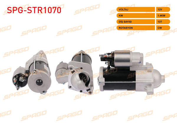 SPAGO SPG-STR1070 | Marş Motoru 12V 1.4Kw 13 Dıs Cw (Str5203) Clio IV-Megane III IV-Kangoo (1.5 DCI Start-Stoplu Araclar İçin)