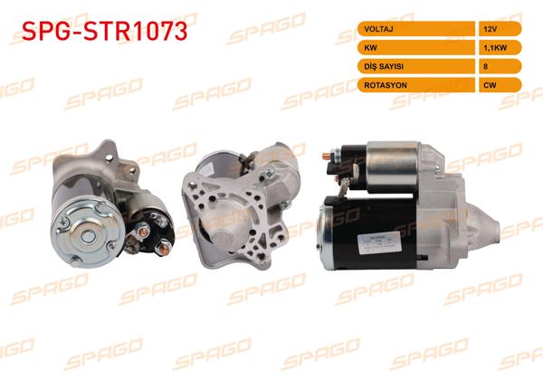 SPAGO SPG-STR1073 | Marş Motoru 12V 0.85Kw 8 Dıs Cw Clio III 05-14-Modus 04-10 (Benzinli Araclar İçin)