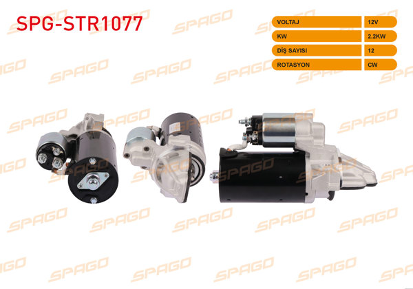 SPAGO SPG-STR1077 | Marş Motoru 12V 2.2Kw 12 Dıs Cw Ford Transit V363 2.2 TDCI 11-18 (Start-Stoplu Araclar İçin)