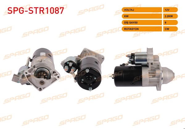 SPAGO SPG-STR1087 | Marş Motoru (B Tipi) 12V 2.2Kw 9 Dıs Cw Boxer 96-06 / Jumper 99-06 / Ducato 94-06 (2.5 2.8 HDI Araclar İçin)