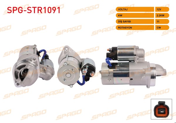 SPAGO SPG-STR1091 | Marş Motoru 12V 2.2Kw 11 Dıs Cw (Str3424) Hyundai H-1 08-12 / Kia Bongo 12-(2.5 CRDI Araclar İçin)
