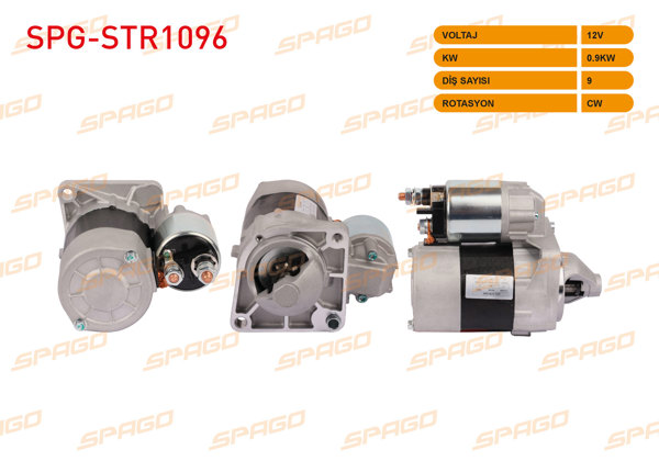 SPAGO SPG-STR1096 | Marş Motoru 12V 0.9Kw 9 Dıs Cw (Str3262) Egea 15-20-Linea 07-17-Fiorino 14-24 (Benzinli Start-Stopsuz Araclar İçin)