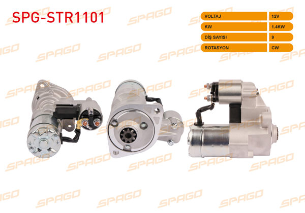 SPAGO SPG-STR1101 | Marş Motoru 12V / 1.4Kw 9 Dıs Cw (Str3062) Corsa A B 87-00-Combo 94-01 (1.5 1.7 Dizel Araclar İçin)