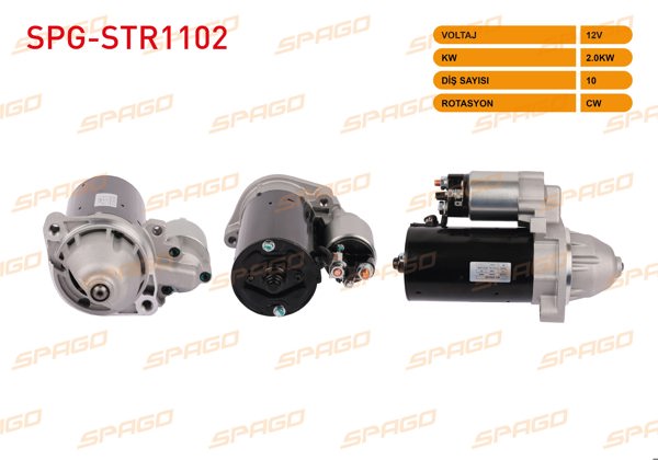 SPAGO SPG-STR1102 | Marş Motoru 12V 2Kw 10 Dıs Cw (Str3105) C (W202 W203)-E (W210 W211)-Sprinter 96-06 (Dizel Araclar İçin)