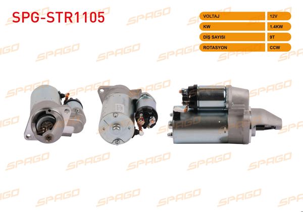 SPAGO SPG-STR1105 | Marş Motoru 12V 1.4Kw 9 Dıs Ccw (Str6044) Lada Vega 1.5 99-06-Samara 1.5 93-03
