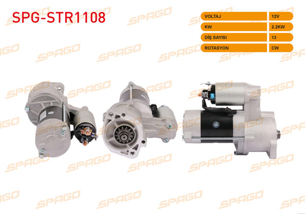 SPAGO SPG-STR1108 | Marş Motoru 12V 2.2Kw 13 Dıs Cw (Str6046) L300 III 91-03-Pajero I 86-90 / Hyundai H1 Starex 97-07