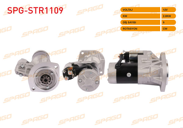 SPAGO SPG-STR1109 | Marş Motoru 12V 2Kw 9 Dıs Cw (Str6009) Nissan Pick Up 2.5D 98-05 / Bmc Levend 2.5-3.0
