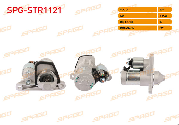 SPAGO SPG-STR1121 | Marş Motoru 12V 1.4Kw 10 Dıs Cw (Str6125) Qashqai 07-14-Juke 13-19-Micra 07-10 (1.6 Benzinli Araclar İçin)