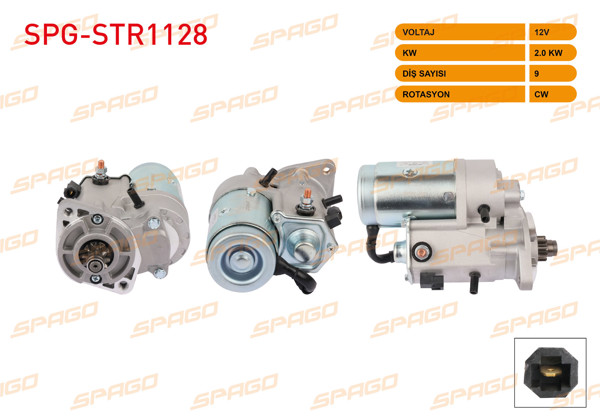 SPAGO SPG-STR1128 | Marş Motoru 12V 2Kw 9 Dıs Cw (Str7702) Santa Fe 03-12-Tucson 03-11 / Sportage 04-10 (Dizel Araclar İçin)