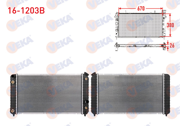 VEKA 16-1203B | Su Radyatörü Brazing Chevrolet Usa Blazer 2.2 A-T 1996 -
