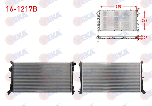 VEKA 16-1217B | Su Radyatörü Brazing Chrysler Voyager IV (Rg, Rs) 2.8 Crd 2004-2008 M-T