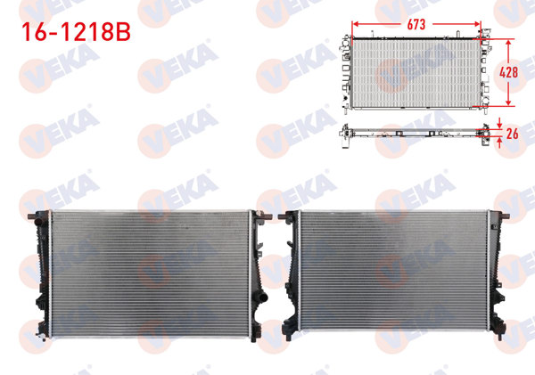 VEKA 16-1218B | Su Radyatörü Brazing Jeep Cherokee (Kl) 2.0, 2.2 Crd, 2.4, 3.2 2018-M-T