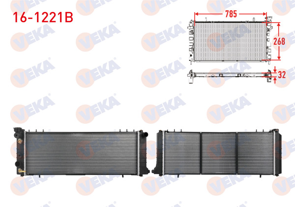 VEKA 16-1221B | Su Radyatörü Brazing Jeep Cherokee (Xj) 4.0İ 1991-2001 A-T