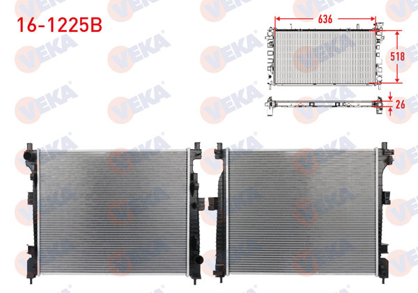 VEKA 16-1225B | Su Radyatörü Brazing Jeep Grand Cherokee (Wk) 3.0 Crd, 3.6 V6 2010-M-T