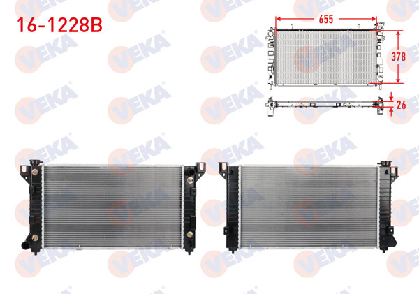 VEKA 16-1228B | Su Radyatörü Brazing Chrysler Voyager 2.4, 3.0, 3.3, 3.8 1996-2001 A-T