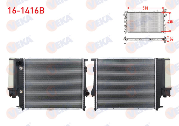 VEKA 16-1416B | Su Radyatörü Brazing BMW 5 Serisi (E39) 520 İ A-T Ac + /-1995-2003