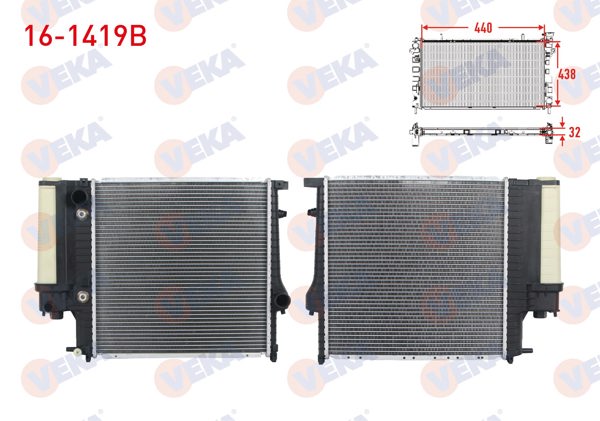 VEKA 16-1419B | Su Radyatörü Brazing Kare Tip BMW 3 Serisi (E36) 316 İ-318İ-320İ-325İ A-T Ac + /-1990-1998
