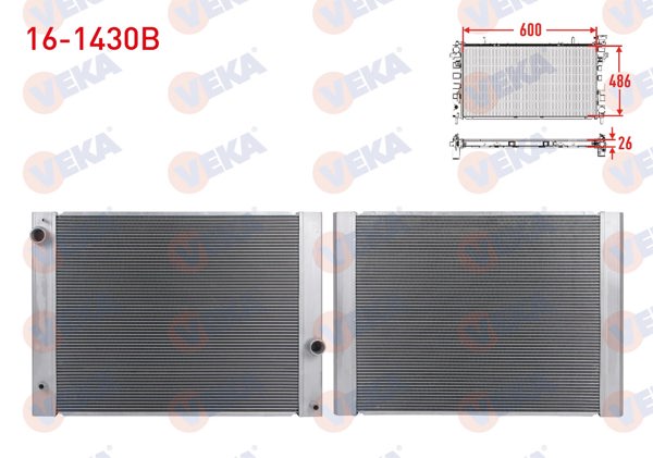 VEKA 16-1430B | Su Radyatörü Brazing BMW 5 (E60) 520İ-523İ-525İ-530İ-540İ-545İ A-T 2003-2010 / 6 (E63) 630İ-650İ A-T 2004-/ 7 Serisi (E65) 730İ-740İ-750İ 2001-2009